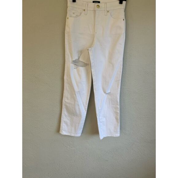 Express Woman White High Rise Straight Ankle Jeans, Size 2R - Picture 2 of 9